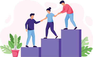 Teamwork collaboration helping hand support concept illustration