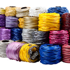 Assortment of colorful coiled ropes isolated on transparent background ready for creative visual projects