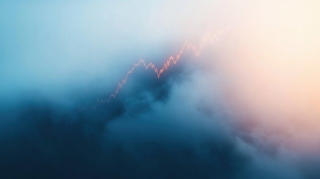 Trends in market data illustrated with upward movements amid soft clouds at dawn - Powered by Adobe