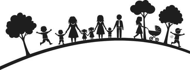Family silhouette vector illustration parents and children