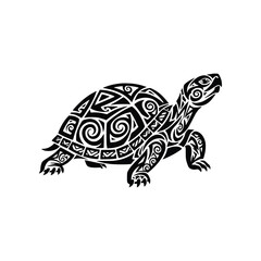 Tribal Patterned Turtle Tortoise Silhouette