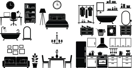 Furniture design elements for interior design and home decor art