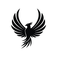Majestic Phoenix Bird Rising Silhouette Logo