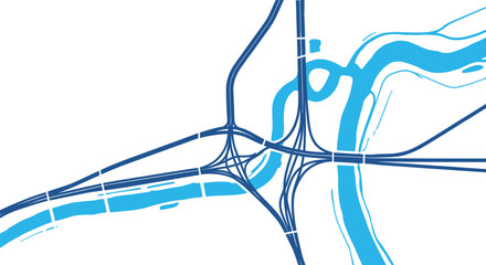 City map with highways rivers and streets for navigation use