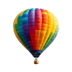 Colorful hot air balloon isolated on transparent background soaring in the sky