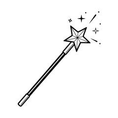Fototapeta premium Star-Topped Wand of Enchantment: A simple yet captivating illustration of a star-topped wand emitting a magical aura, perfect for projects needing a touch of wonder.