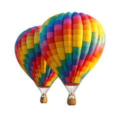Two colorful hot air balloons against transparent background