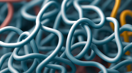 얽힌 고분자 사슬의 구조를 보여주는 초현실적 일러스트-A surreal illustration showing the structure of entangled polymer chains