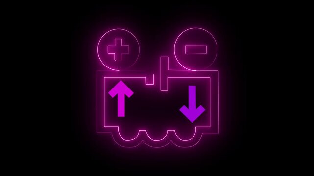 Glowing neon line Cloud arrow icon animation on black background. 4k video. Neon glow Data storage icon concept. animation sign icon business sign icon amazing set business icon technology.