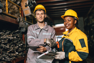 Staff employee women and man friend hand shaking first meeting working happy together