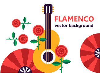 flamenco background woth guitar and roses