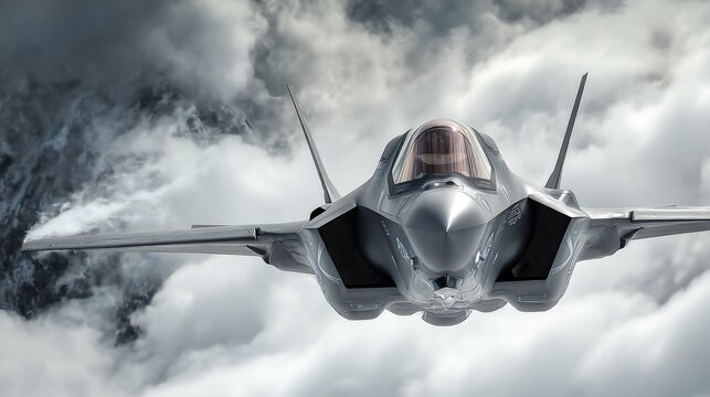 F-35 Lightning II soars through a dynamic sky showcasing advanced military aircraft capabilities
