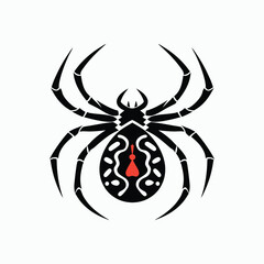 Spider Black Widow Tribal Scary Creepy Insect Symbol Gothic Design Vector Illustration