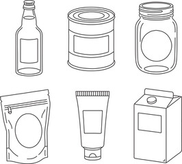 Bathroom and skincare containers collection outline