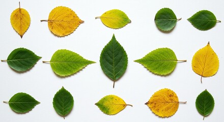 Obraz premium Capture the essence of autumn's changing beauty with delicate colorful leaf arrangements, perfect for nature themes, seasonal designs, and eco-friendly projects