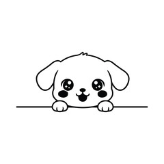 puppy with bone vector illustration on white background 