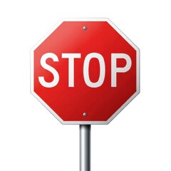 Red Octagonal STOP Sign on Metal Pole Isolated on Black stop traffic isolated on a transparent background
