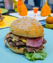 Delicious Cheeseburger with Bacon and Sauce