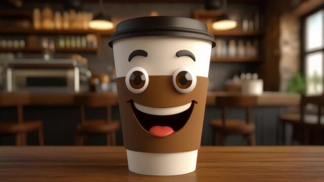 笑顔を見せるテイクアウトカップ｜Smiling Takeout Cup Animation
