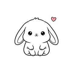 cat with heart vector illustration on white background 