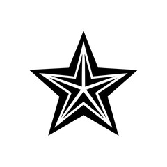 Obraz premium Black and white layered star on transparent background silhouette