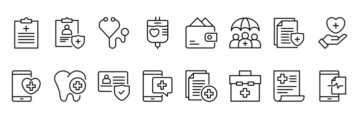Medical protection icons collection. customizable line style. Vector Illustration.