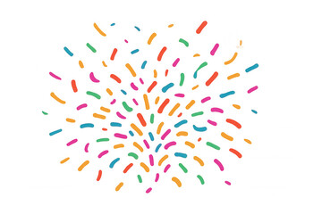 Colorful sprinkles creating abstract explosion pattern, celebrating party, birthday, and festive event, transparent background