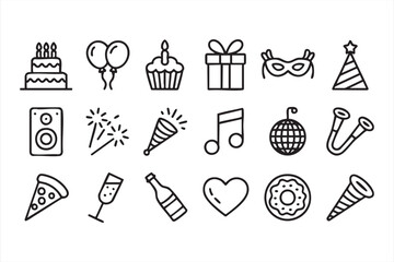 Minimalist Line Art of Birthday and Event Symbols