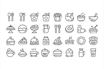 Cooking and Kitchen Tool Line Art Vector Set