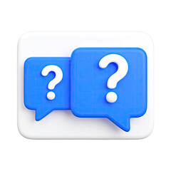 Blue question bubbles, 3D render, white background detail