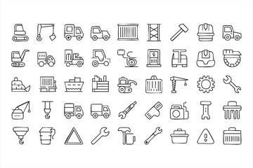 Heavy Equipment and Construction Symbol Vector Set