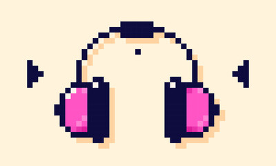 8 bit Y2K pixel headphones with audio tracks.