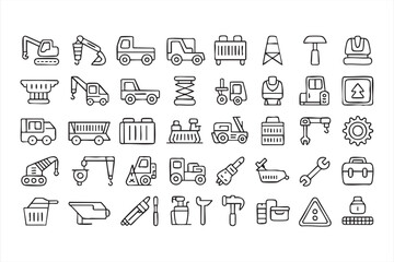 Collection of Machinery and Factory Outline Icons