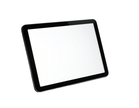 Glossy tablet device on black, blank screen