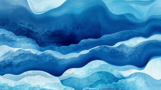 Azure Waves Abstract: An artistic depiction of fluid, layered waves in varying shades of blue, creating a calming and serene visual experience.