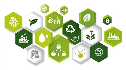 Eco-Friendly Icons and Symbols Representing Sustainability, Nature, and Environment Protection
