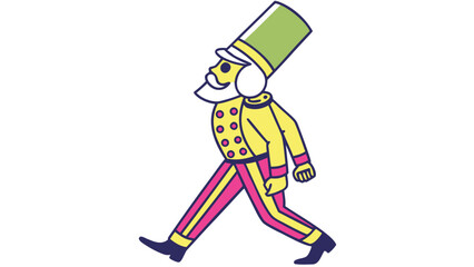 Marching Toy Soldier: A whimsical illustration of a classic toy soldier, brought to life with bold lines and vibrant colors, marching forward with a resolute and cheerful demeanor.