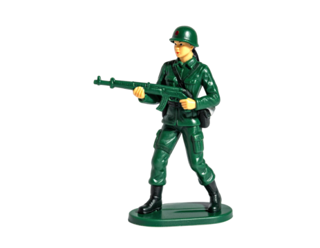 Green plastic soldier figurine holding a rifle
