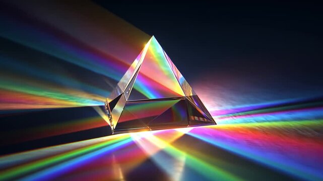 Prism Diffraction: Light dances through a crystal prism, splitting into a spectrum of vibrant colors, illustrating the beauty of light and its composition. 