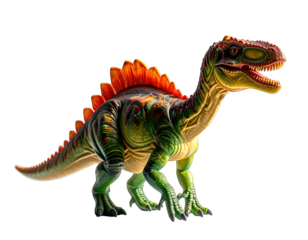 Vibrant dinosaur figure, spiny back, realistic colors