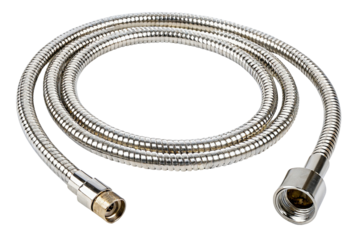 Flexible chrome shower hose with metal connectors for bathroom fixtures