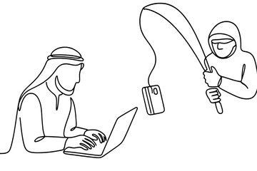 Cybersecurity awareness during online activities highlights risk of phishing attacks and identity theft on computers