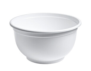 White, empty, round bowl with curved sides on black