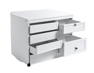 White chest of drawers with some drawers open