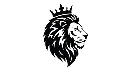 Majestic Lion Head Profile with Regal Crown Emblem.
