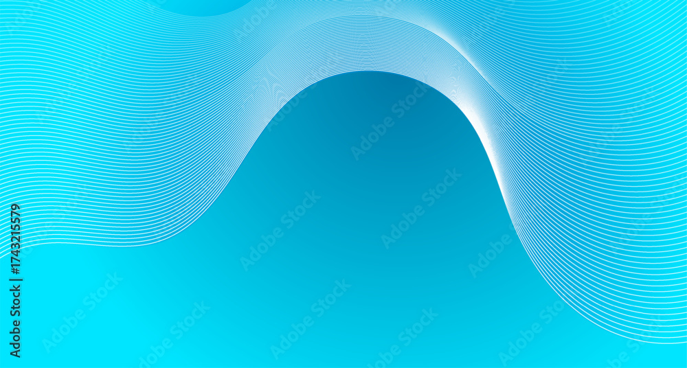 Wall mural blue white minimal wavy lines abstract futuristic tech background. vector digital design