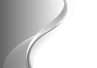 Grey white flowing elegant waves abstract minimal background. Vector design