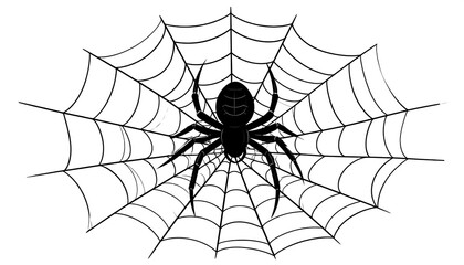 Obraz premium Spider in intricate web, black silhouette