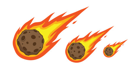 Three fiery meteors streaking across the sky with glowing tails.