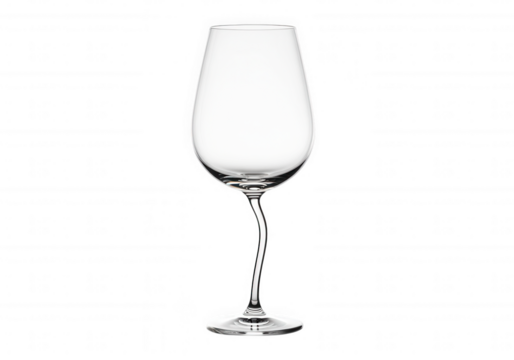 Elegant clear wine glass isolated on a transparent background